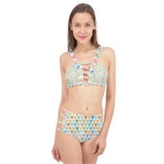 Multicolored Hearts Cage Up Bikini Set by SychEva