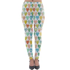 Multicolored Hearts Lightweight Velour Leggings by SychEva