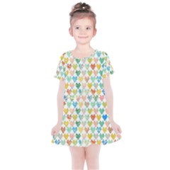 Multicolored Hearts Kids  Simple Cotton Dress by SychEva