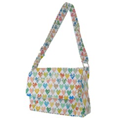 Multicolored Hearts Full Print Messenger Bag (s) by SychEva