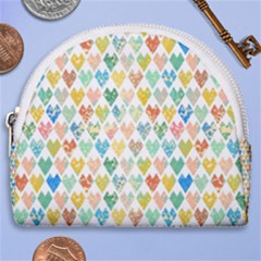 Multicolored Hearts Horseshoe Style Canvas Pouch by SychEva