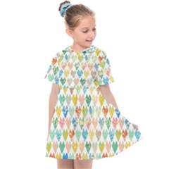 Multicolored Hearts Kids  Sailor Dress by SychEva