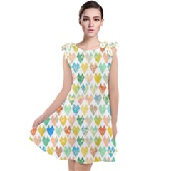 Multicolored Hearts Tie Up Tunic Dress by SychEva