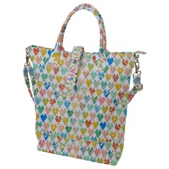 Multicolored Hearts Buckle Top Tote Bag by SychEva