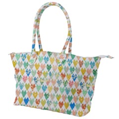 Multicolored Hearts Canvas Shoulder Bag by SychEva