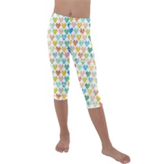 Multicolored Hearts Kids  Lightweight Velour Capri Leggings  by SychEva