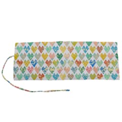 Multicolored Hearts Roll Up Canvas Pencil Holder (s) by SychEva