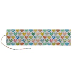 Multicolored Hearts Roll Up Canvas Pencil Holder (l) by SychEva