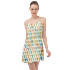 Multicolored Hearts Summer Time Chiffon Dress by SychEva