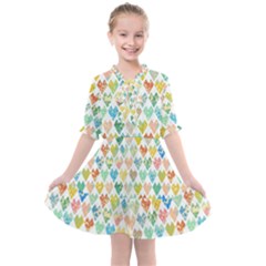 Multicolored Hearts Kids  All Frills Chiffon Dress by SychEva