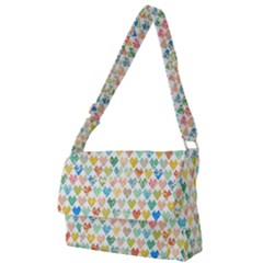 Multicolored Hearts Full Print Messenger Bag (l) by SychEva