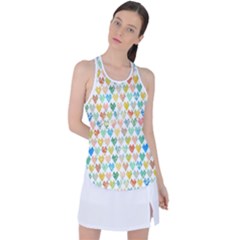 Multicolored Hearts Racer Back Mesh Tank Top by SychEva