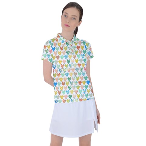 Multicolored Hearts Women s Polo Tee by SychEva