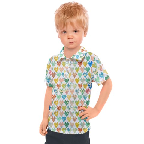 Multicolored Hearts Kids  Polo Tee by SychEva