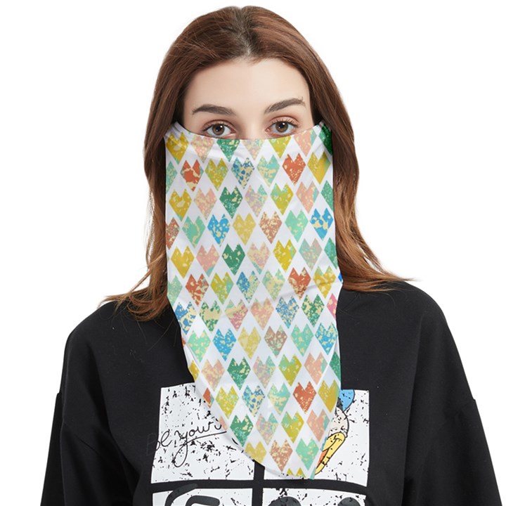 Multicolored Hearts Face Covering Bandana (Triangle)