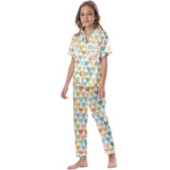 Multicolored Hearts Kids  Satin Short Sleeve Pajamas Set by SychEva