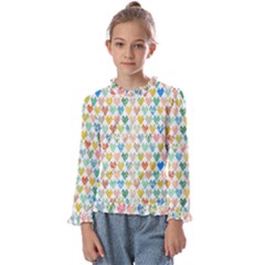 Multicolored Hearts Kids  Frill Detail Tee