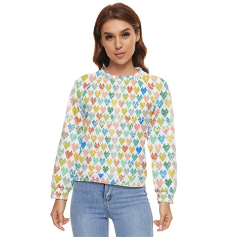 Multicolored Hearts Women s Long Sleeve Raglan Tee by SychEva