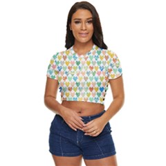 Multicolored Hearts Side Button Cropped Tee by SychEva