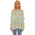 Multicolored Hearts Off Shoulder Chiffon Pocket Shirt View1