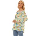 Multicolored Hearts Off Shoulder Chiffon Pocket Shirt View2