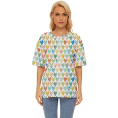 Multicolored Hearts Oversized Basic Tee by SychEva