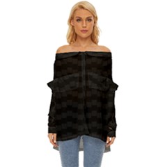 Blocks Off Shoulder Chiffon Pocket Shirt