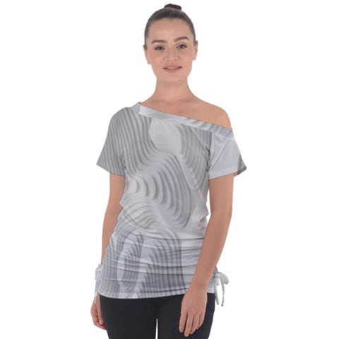 Illusion Waves Off Shoulder Tie-up Tee by Sparkle