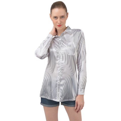 Illusion Waves Long Sleeve Satin Shirt by Sparkle