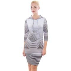 Illusion Waves Quarter Sleeve Hood Bodycon Dress