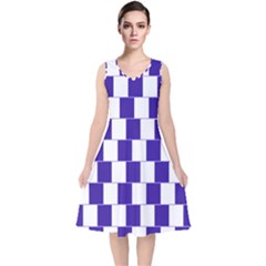 Illusion Blocks V-neck Midi Sleeveless Dress 