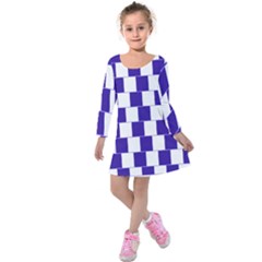 Illusion Blocks Kids  Long Sleeve Velvet Dress by Sparkle