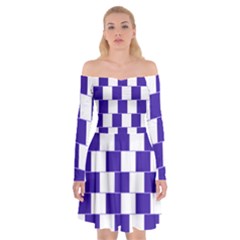 Illusion Blocks Off Shoulder Skater Dress