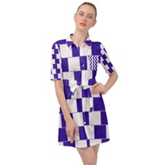 Illusion Blocks Belted Shirt Dress by Sparkle