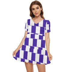 Illusion Blocks Tiered Short Sleeve Mini Dress