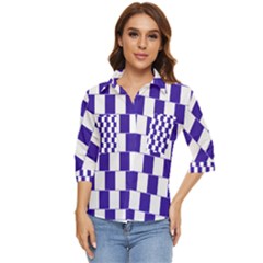 Illusion Blocks Women s Quarter Sleeve Pocket Shirt