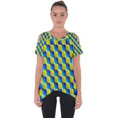 Illusion Waves Pattern Cut Out Side Drop Tee by Sparkle