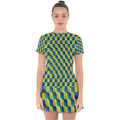 Illusion Waves Pattern Drop Hem Mini Chiffon Dress by Sparkle