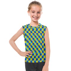 Illusion Waves Pattern Kids  Mesh Tank Top by Sparkle