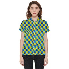 Illusion Waves Pattern Short Sleeve Pocket Shirt by Sparkle