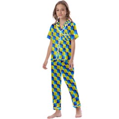 Illusion Waves Pattern Kids  Satin Short Sleeve Pajamas Set by Sparkle