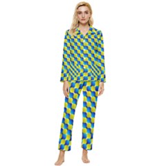 Illusion Waves Pattern Womens  Long Sleeve Pocket Pajamas Set by Sparkle