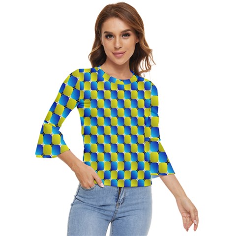 Illusion Waves Pattern Bell Sleeve Top by Sparkle