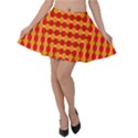 Illusion Blocks Pattern Velvet Skater Skirt View1