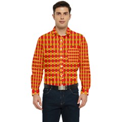 Illusion Blocks Pattern Men s Long Sleeve Pocket Shirt 