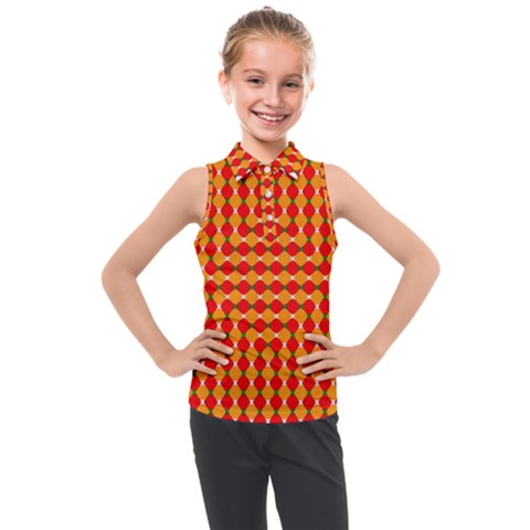 Illusion Blocks Pattern Kids  Sleeveless Polo Tee by Sparkle