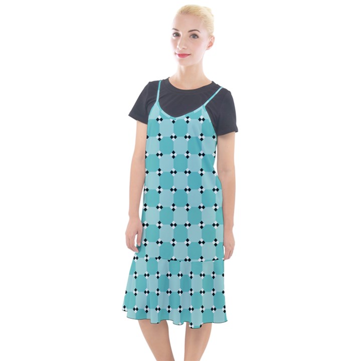 Illusion Blocks Pattern Camis Fishtail Dress