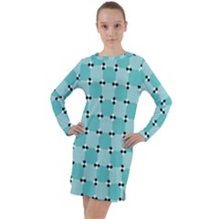 Illusion Blocks Pattern Long Sleeve Hoodie Dress by Sparkle