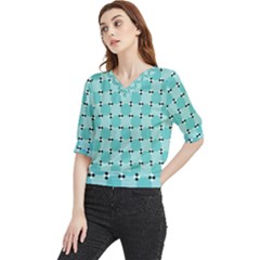 Illusion Blocks Pattern Quarter Sleeve Blouse