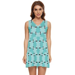 Illusion Blocks Pattern Tiered Sleeveless Mini Dress